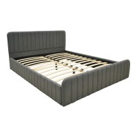 Κρεβάτι διπλό Myrelia pakoworld ανθρακί ύφασμα 160x200εκ