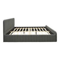 Κρεβάτι διπλό Myrelia pakoworld ανθρακί ύφασμα 160x200εκ