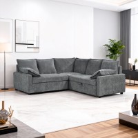 Γωνιακός καναπές κρεβάτι Lounivo pakoworld ύφασμα ανθρακί 215x215x84εκ