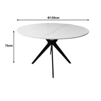 Τραπέζι Orbital pakoworld sintered stone λευκή όψη μαρμάρου με μαύρα μεταλλικά πόδια Φ120x76εκ