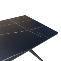Τραπέζι Ezali pakoworld mdf μαύρη όψη μαρμάρου με μαύρα μεταλλικά πόδια 140x80x75εκ
