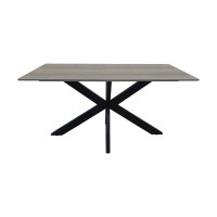 Τραπέζι Bethan pakoworld sonoma με γκρι mdf και μαύρο μέταλλο 160x80x75εκ
