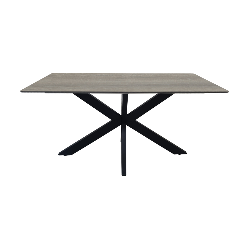 Τραπέζι Bethan pakoworld sonoma με γκρι mdf και μαύρο μέταλλο 160x80x75εκ
