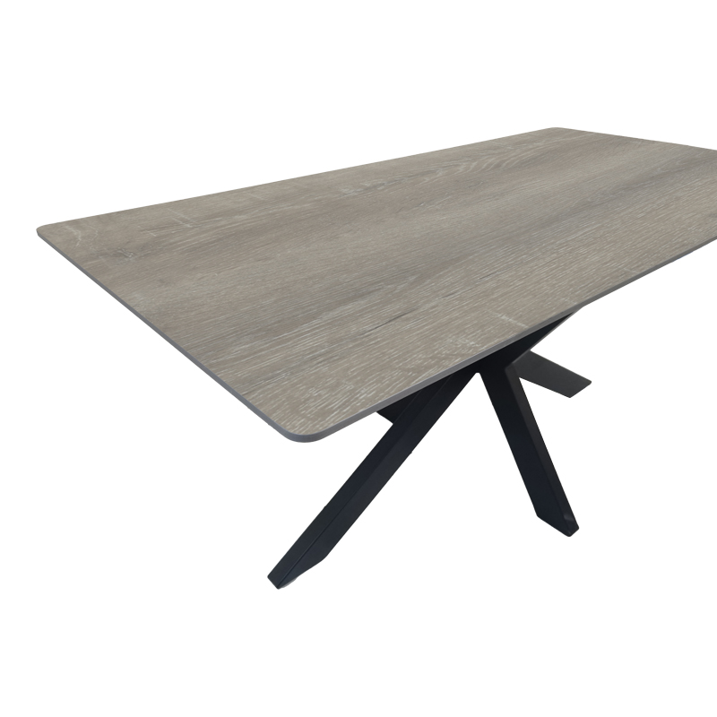 Τραπέζι Bethan pakoworld sonoma με γκρι mdf και μαύρο μέταλλο 160x80x75εκ
