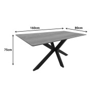 Τραπέζι Bethan pakoworld sonoma με γκρι mdf και μαύρο μέταλλο 160x80x75εκ
