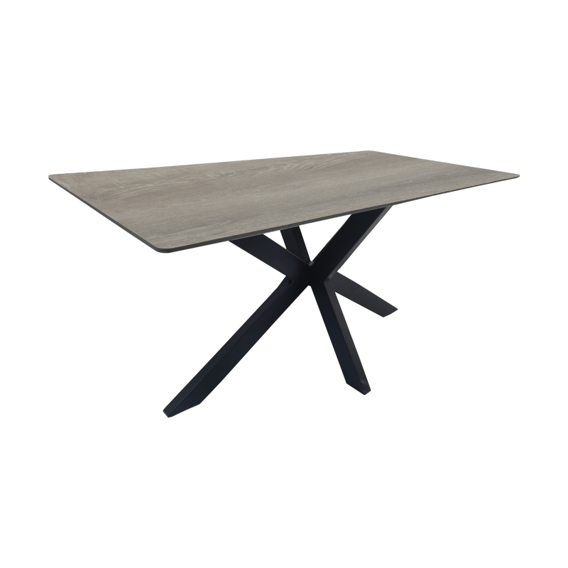 Τραπέζι Bethan pakoworld sonoma με γκρι mdf και μαύρο μέταλλο 160x80x75εκ