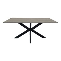 Τραπέζι Bethan pakoworld sonoma με γκρι mdf και μαύρο μέταλλο 180x90x75εκ