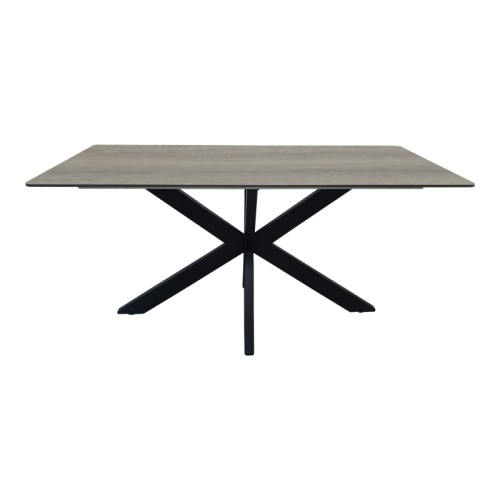 Τραπέζι Bethan pakoworld sonoma με γκρι mdf και μαύρο μέταλλο 180x90x75εκ
