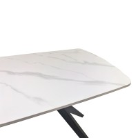 Τραπέζι Ezali pakoworld sintered stone λευκή ματ όψη μαρμάρου με μαύρο μεταλλικό πόδι 140x80x75εκ