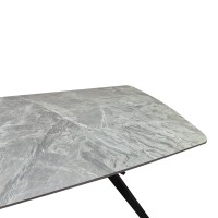 Τραπέζι Ezali pakoworld sintered stone γκρι όψη μαρμάρου με μαύρο μεταλλικό πόδι 180x90x75εκ