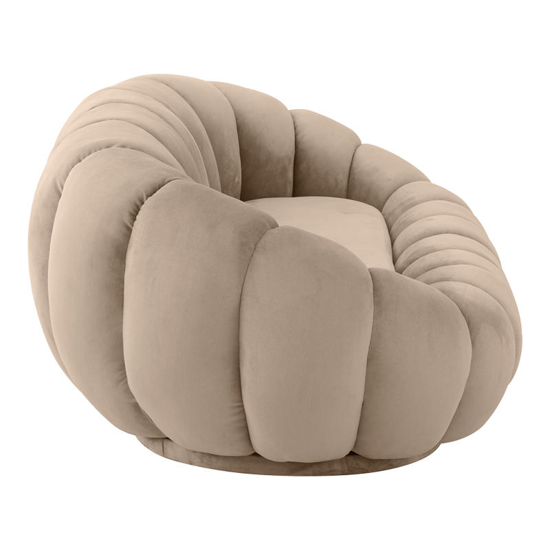 Καναπές Embrace pakoworld βελούδο σε γκρι μπεζ απόχρωση 180x105x65εκ