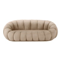 Καναπές Embrace pakoworld βελούδο σε γκρι μπεζ απόχρωση 180x105x65εκ
