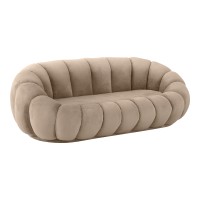 Καναπές Embrace pakoworld βελούδο σε γκρι μπεζ απόχρωση 180x105x65εκ