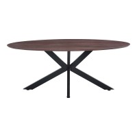 Τραπέζι Makrey pakoworld καρυδί mdf- μαύρα μεταλλικά πόδια 180x90x75εκ