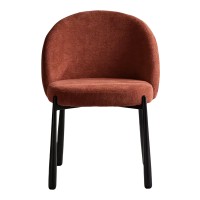 Σετ-2Τεμ.Καρέκλα Denna pakoworld ύφασμα terracotta-μαύρα μεταλλικά πόδια 52x60x85εκ