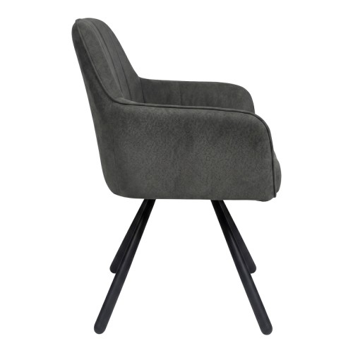 Σετ-2Τεμ.Πολυθρόνα Kinuz pakoworld ύφασμα ανθρακί-μαύρα μεταλλικά πόδια 55x60x86εκ