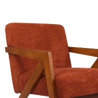 Πολυθρόνα Garifa pakoworld terracotta ύφασμα με πόδι σε καρυδί απόχρωση 79x75x75εκ