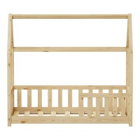 Παιδικό κρεβάτι Bambie με κιγκλίδωμα τ. Montessori pakoworld ξύλο πεύκου σε φυσική απόχρωση 70x140εκ