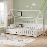 Παιδικό κρεβάτι Bambie με κιγκλίδωμα τ. Montessori pakoworld ξύλο πεύκου λευκό 90x190εκ