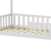 Παιδικό κρεβάτι Bambie με κιγκλίδωμα τ. Montessori pakoworld ξύλο πεύκου λευκό 90x190εκ