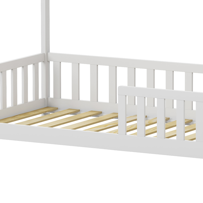 Παιδικό κρεβάτι Bambie με κιγκλίδωμα τ. Montessori pakoworld ξύλο πεύκου λευκό 90x190εκ
