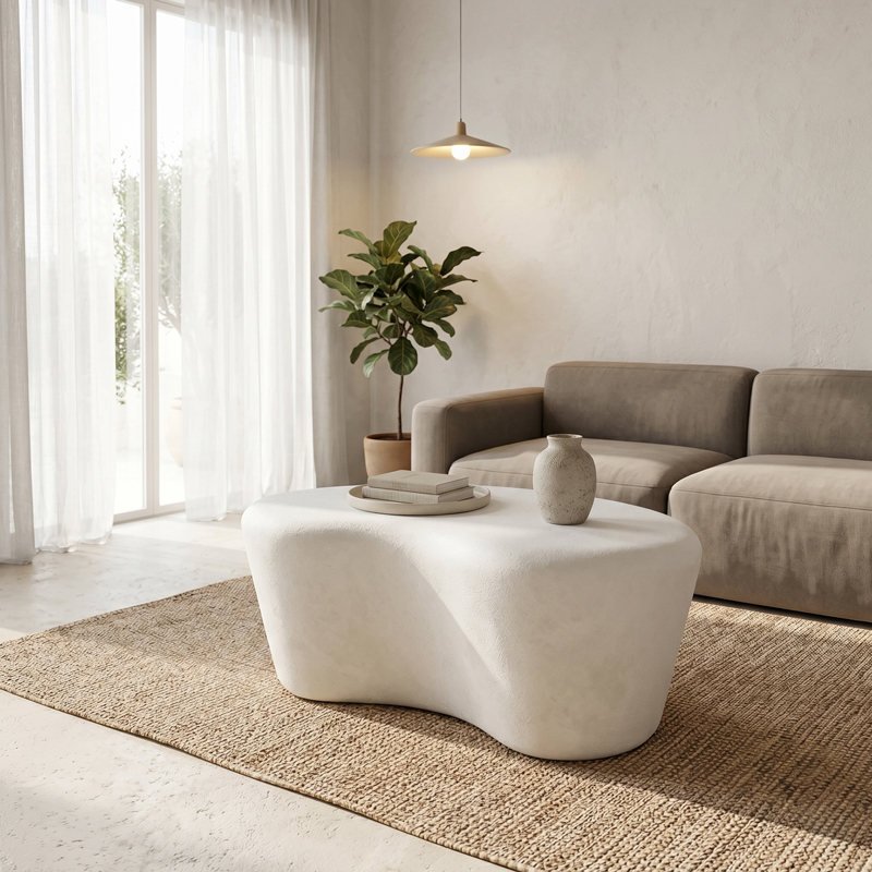 Τραπέζι σαλονιού Fedris pakoworld mdf λευκό 80x70x34εκ