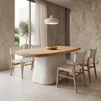 Τραπέζι Fessen pakoworld ξύλο ελάτου-mdf λευκό με φυσική απόχρωση 180x90x78εκ