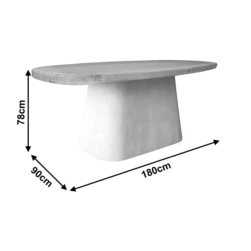 Τραπέζι Fessen pakoworld ξύλο ελάτου-mdf λευκό με φυσική απόχρωση 180x90x78εκ