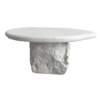 Τραπέζι σαλονιού Zinol pakoworld mdf-polyresin λευκό Φ80x36εκ