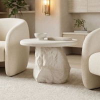 Τραπέζι σαλονιού Zinol pakoworld mdf-polyresin λευκό Φ60x41εκ