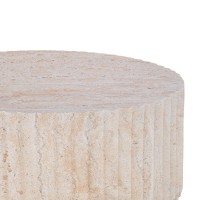 Τραπέζι σαλονιού Binero pakoworld MGO όψη τραβερτίνας Φ106x45εκ