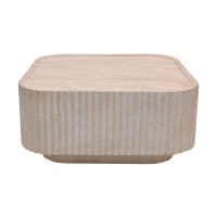 Τραπέζι σαλονιού Doric pakoworld MGO όψη τραβερτίνας 80x80x38εκ