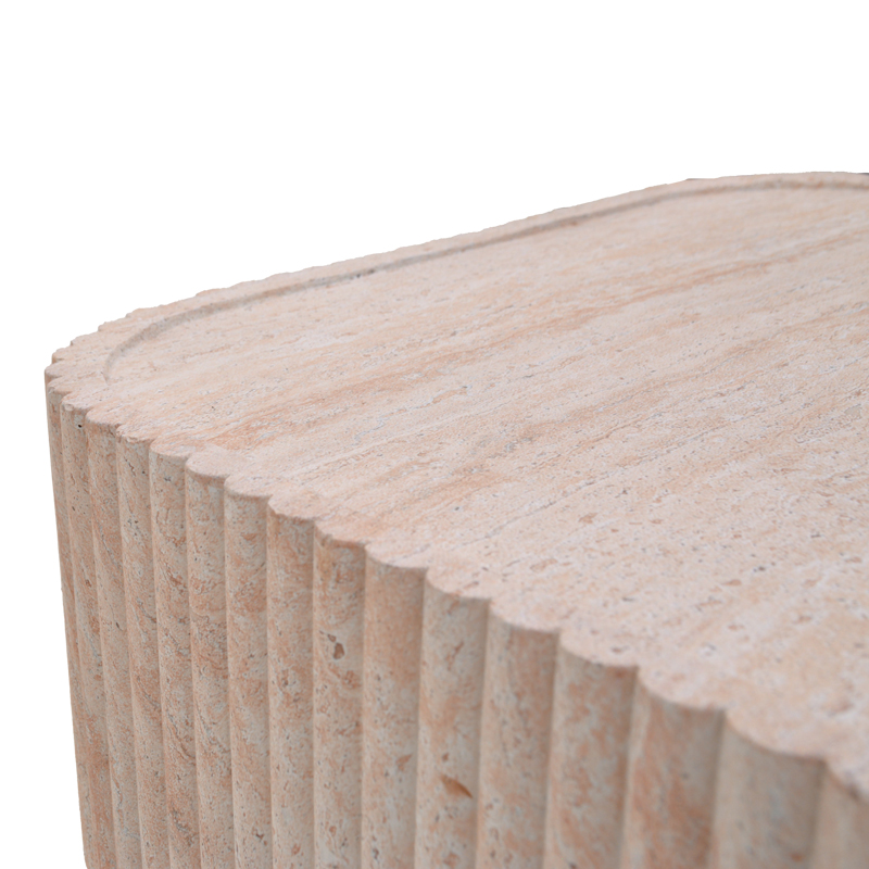 Τραπέζι σαλονιού Doric pakoworld MGO όψη τραβερτίνας 80x80x38εκ