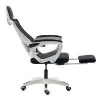 Καρέκλα γραφείου διευθυντή με υποπόδιο Meton pakoworld λευκό - mesh μαύρο 48x60x118-128εκ