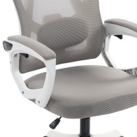 Καρέκλα γραφείου διευθυντή Exeter pakoworld λευκή - mesh γκρι 50x58x119-129εκ