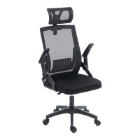 Καρέκλα γραφείου Plymot pakoworld mesh χρώμα μαύρο 48x58x112-122εκ