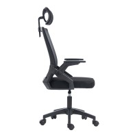 Καρέκλα γραφείου Plymot pakoworld mesh χρώμα μαύρο 48x58x112-122εκ