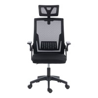 Καρέκλα γραφείου Plymot pakoworld mesh χρώμα μαύρο 48x58x112-122εκ