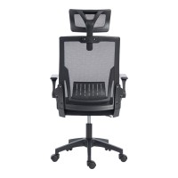 Καρέκλα γραφείου Plymot pakoworld mesh χρώμα μαύρο 48x58x112-122εκ