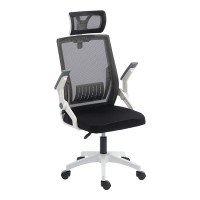 Καρέκλα γραφείου Plymot pakoworld λευκή - mesh μαύρο 48x58x112-122εκ