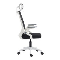 Καρέκλα γραφείου Plymot pakoworld λευκή - mesh μαύρο 48x58x112-122εκ