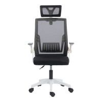 Καρέκλα γραφείου Plymot pakoworld λευκή - mesh μαύρο 48x58x112-122εκ