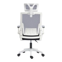 Καρέκλα γραφείου Plymot pakoworld λευκή - mesh μαύρο 48x58x112-122εκ