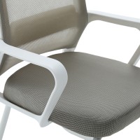 Σετ-2Τεμ.Καρέκλα επισκέπτη Palma pakoworld λευκή- mesh γκρι 46x52x94εκ