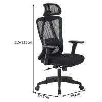 Καρέκλα γραφείου διευθυντή Magida pakoworld mesh μαύρο 58.5x66x115-125εκ