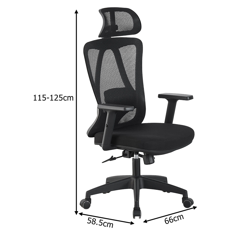 Καρέκλα γραφείου διευθυντή Magida pakoworld mesh μαύρο 58.5x66x115-125εκ