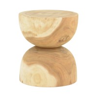 Σκαμπό Τραπεζάκι Hourglass pakoworld suar ξύλο καρυδί  Φ40x45εκ