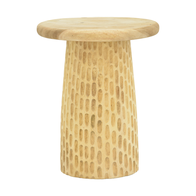 Βοηθητικό τραπέζι Cortney pakoworld suar ξύλο σε φυσική απόχρωση Φ40x50εκ