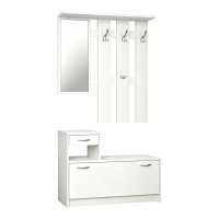 Έπιπλο εισόδου Jentia pakoworld με καθρέπτη λευκό MDF 113x100x89εκ