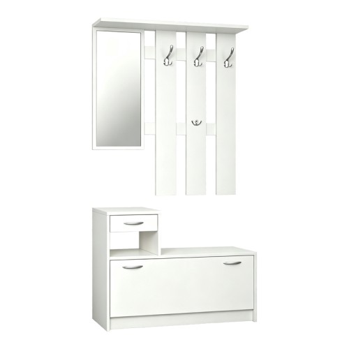 Έπιπλο εισόδου Jentia pakoworld με καθρέπτη λευκό MDF 113x100x89εκ